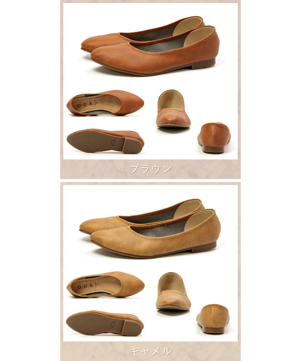 Foot Place FOOT PLACE Women's Pumps Flat Shoes Low Heel Casual Made in Japan O.G.A OGA Almond Toe TC-8511
