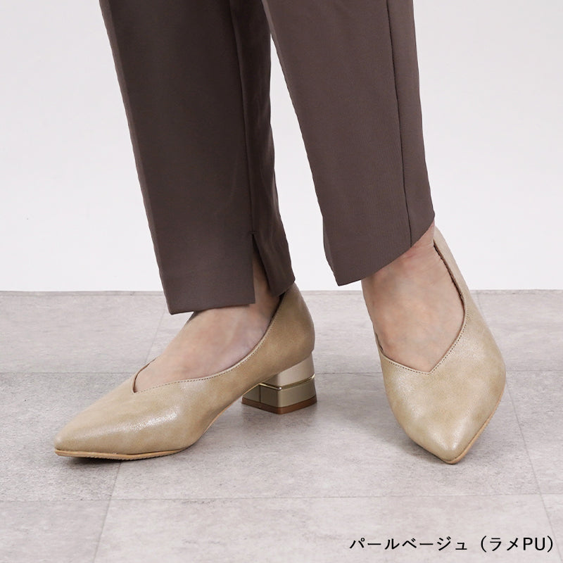 リリオブランコ Lirio blanco パンプス ポインテッドトゥ 4cm 太ヒール チャンキーヒール 25春夏新作 走れる 痛くない 黒 歩きやすい 脱げない レディース 結婚式 柔らかい フォーマル バイカラー 靴 （パールベージュ） パールベージュ
