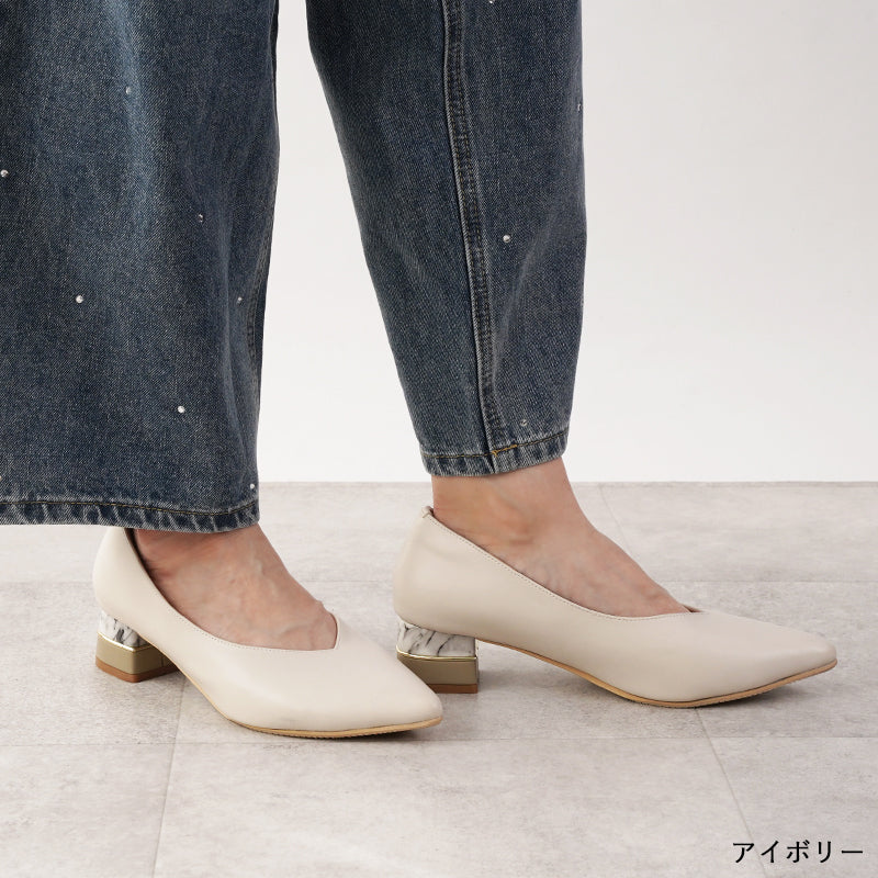リリオブランコ Lirio blanco パンプス ポインテッドトゥ 4cm 太ヒール チャンキーヒール 25春夏新作 走れる 痛くない 黒 歩きやすい 脱げない レディース 結婚式 柔らかい フォーマル バイカラー 靴 （アイボリー） アイボリー