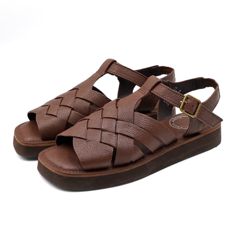 リリオブランコLirio blanco 本革サンダル編みこみ2.5cmヒールレザー