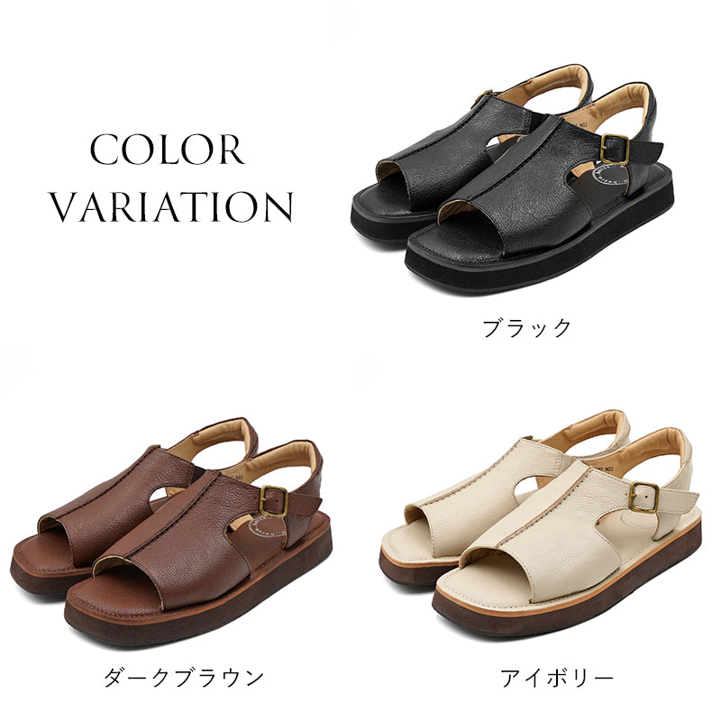 リリオブランコLirio blanco 本革サンダル甲深2.5cmヒールレザー