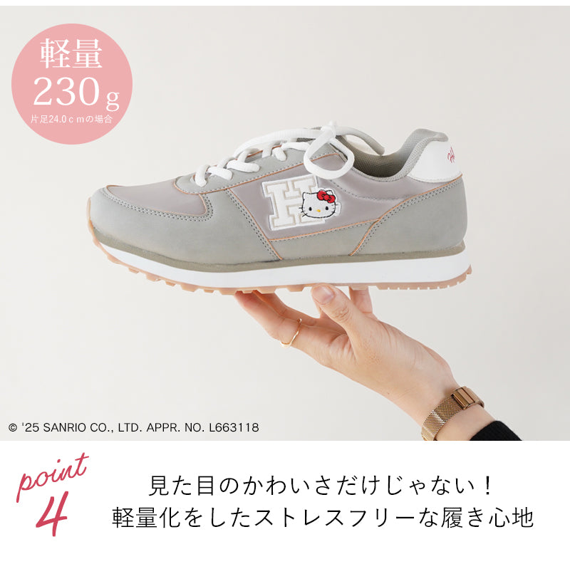 リリオブランコ Lirio blanco サンリオキャラクターズ スニーカー ハローキティ マイメロディ シナモロール クロミ 刺繍 サテン スニーカー 靴 レディース 黒 22.5-24.5cm 抗菌防臭 sanrio （グレー） グレー