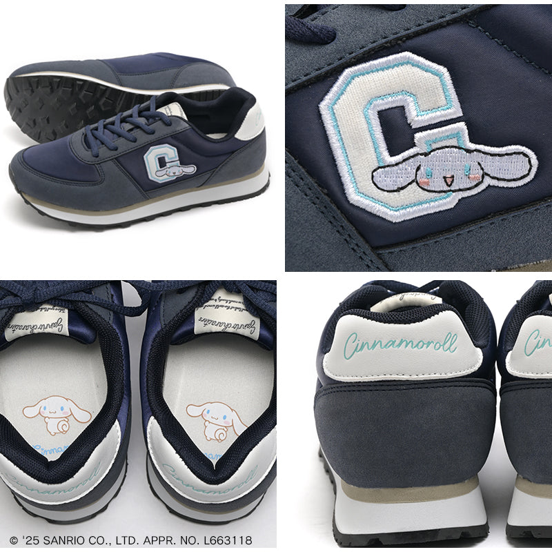 リリオブランコ Lirio blanco サンリオキャラクターズ スニーカー ハローキティ マイメロディ シナモロール クロミ 刺繍 サテン スニーカー 靴 レディース 黒 22.5-24.5cm 抗菌防臭 sanrio （グレー） グレー