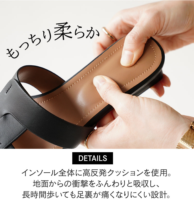 リリオブランコ Lirio blanco サンダル レディース ミュール チャンキーヒール つっかけ カットワーク フラットサンダル ローヒール ブラック 黒 （ブラック） ブラック
