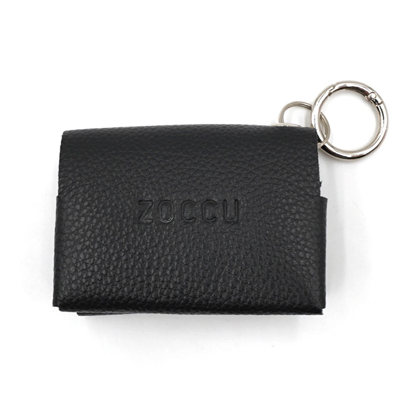 ゾック ZOCCU ポケットティッシュケース テッシュポーチ おしゃれ 本革 レザー 牛革 ティッシュカバー キーケース マルチポーチ ウェットティッシュ 子供 バッグ カラビナ （ブラック） ブラック