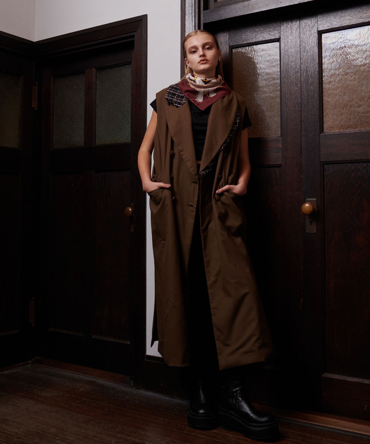 セオドリックディ THEODORIC.dy Tweed Switching Vest （BROWN） BROWN
