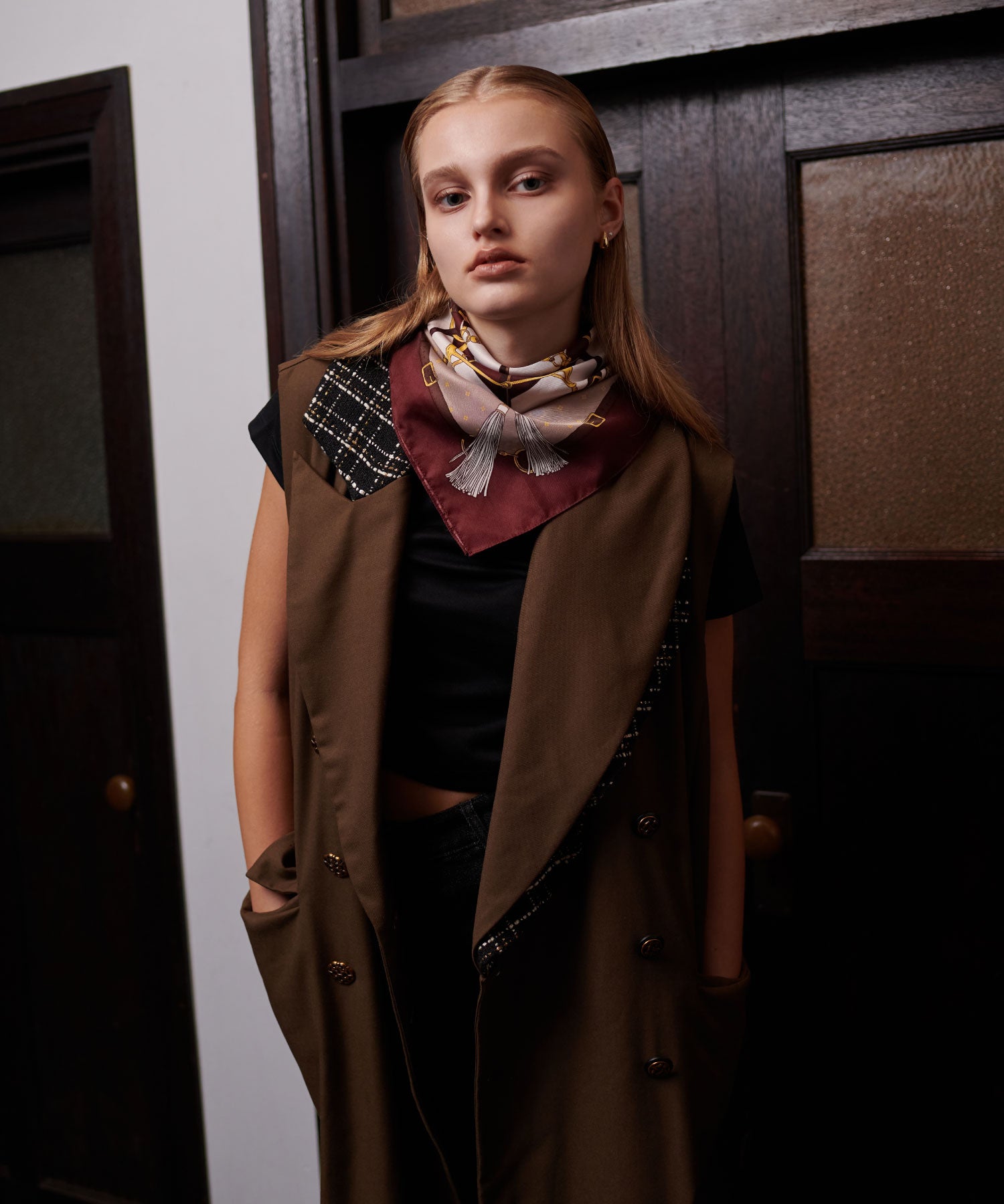 セオドリックディ THEODORIC.dy Tweed Switching Vest （BROWN） BROWN