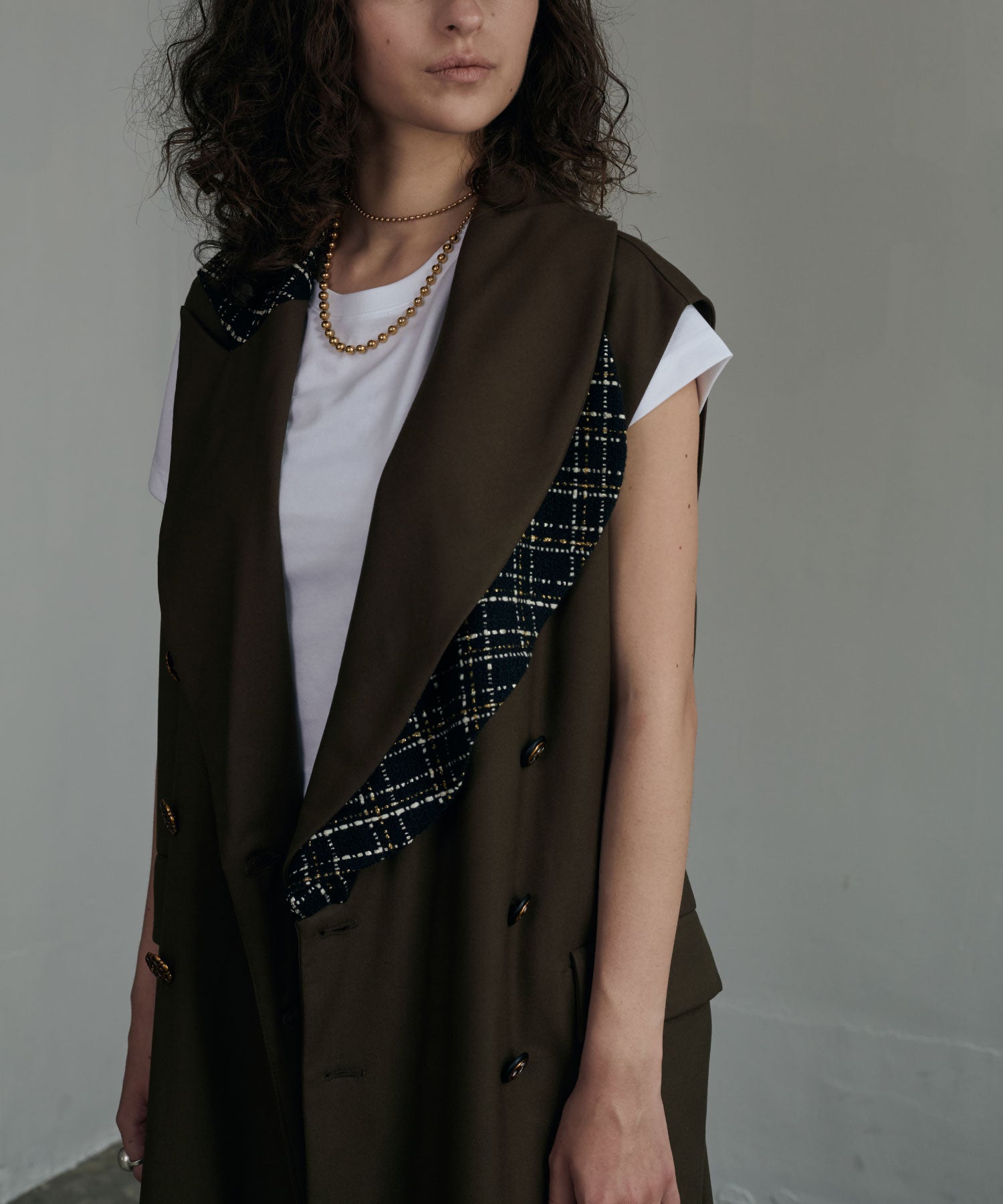 セオドリックディ THEODORIC.dy Tweed Switching Vest （BROWN） BROWN