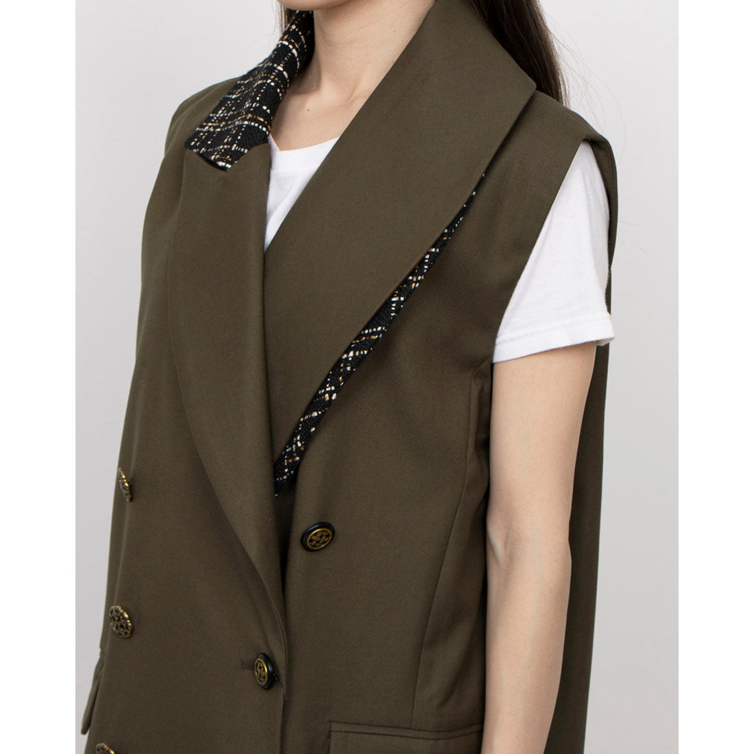 セオドリックディ THEODORIC.dy Tweed Switching Vest （BROWN） BROWN