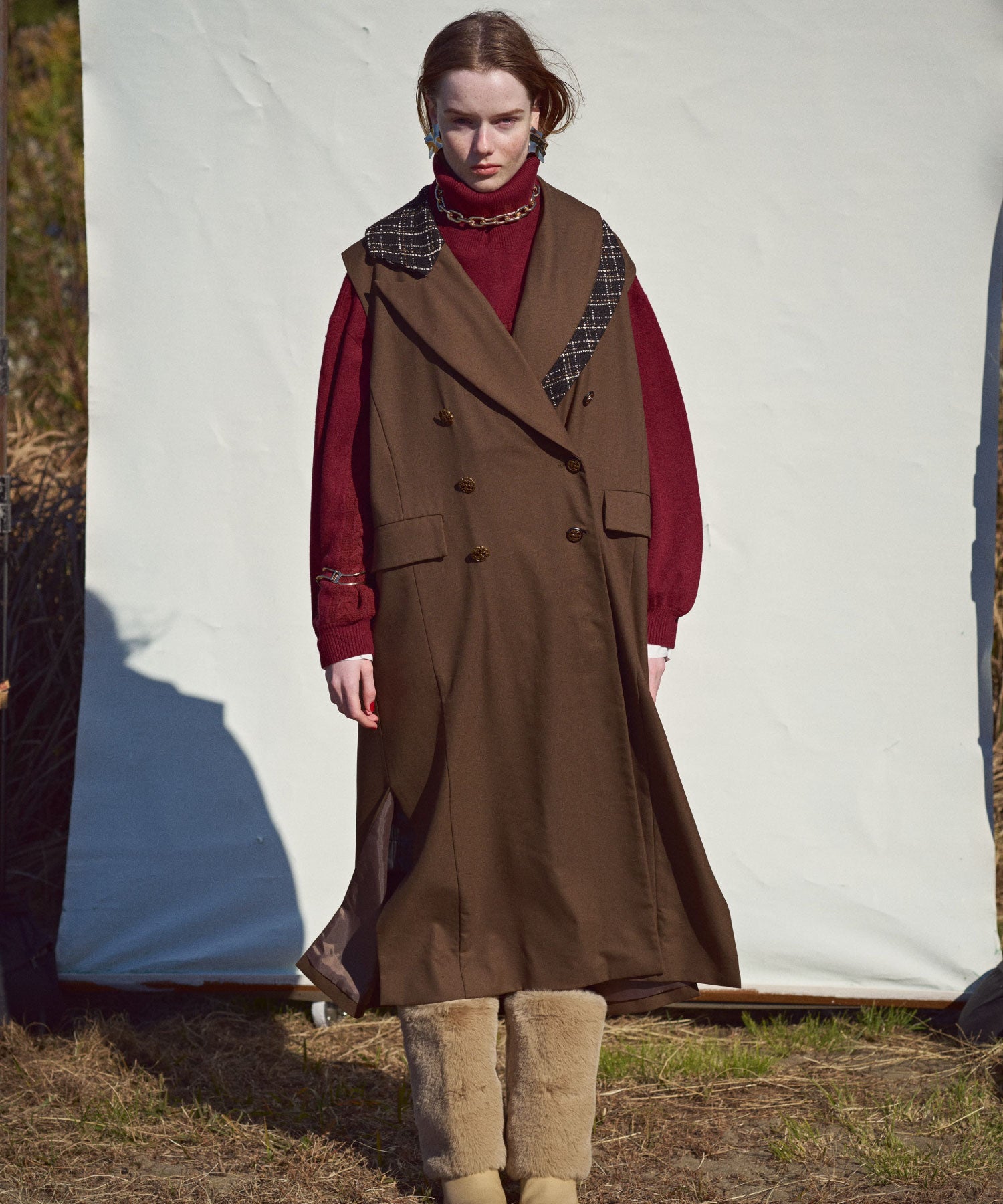 セオドリックディ THEODORIC.dy Tweed Switching Vest （BROWN） BROWN