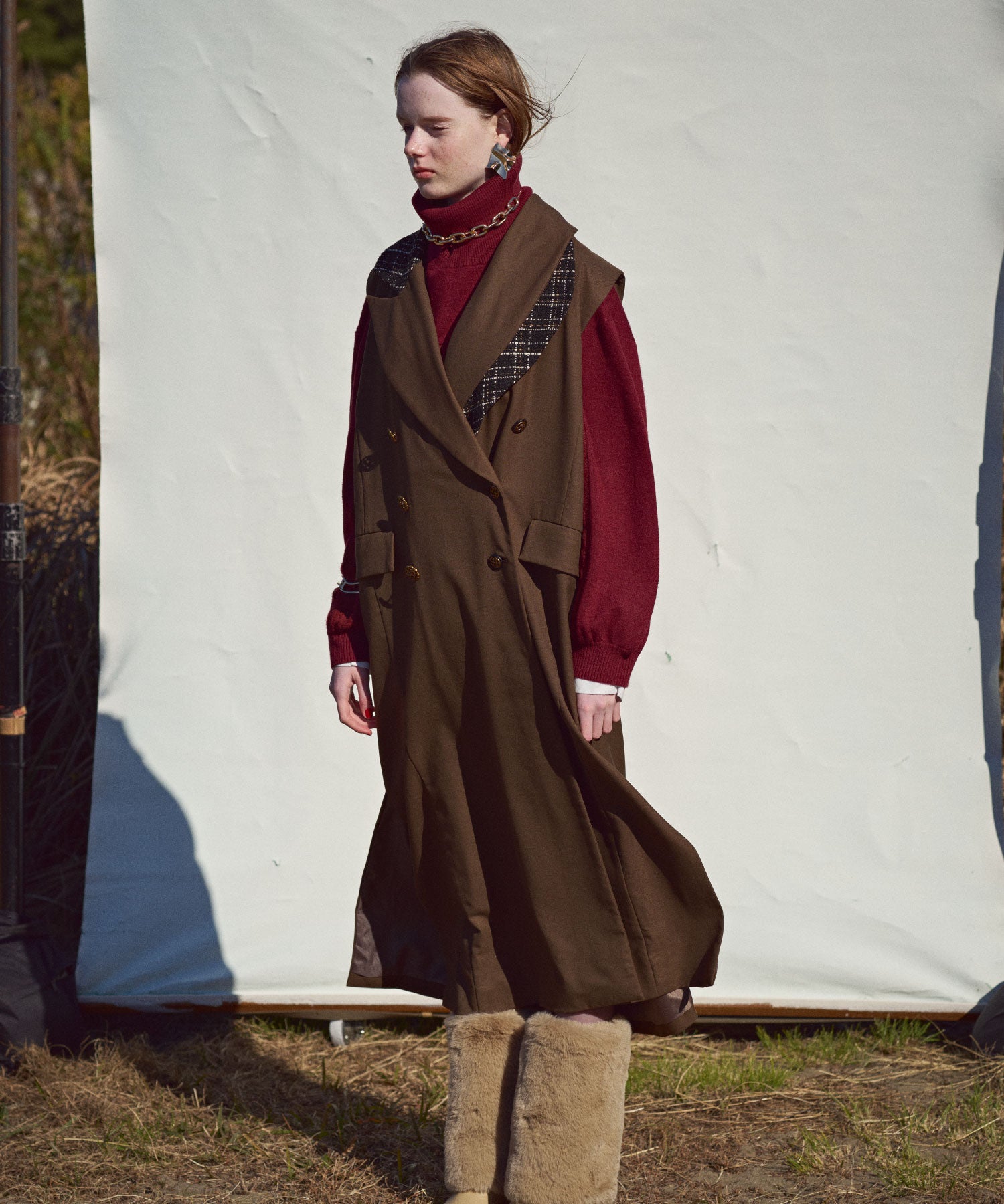 セオドリックディ THEODORIC.dy Tweed Switching Vest （BROWN） BROWN