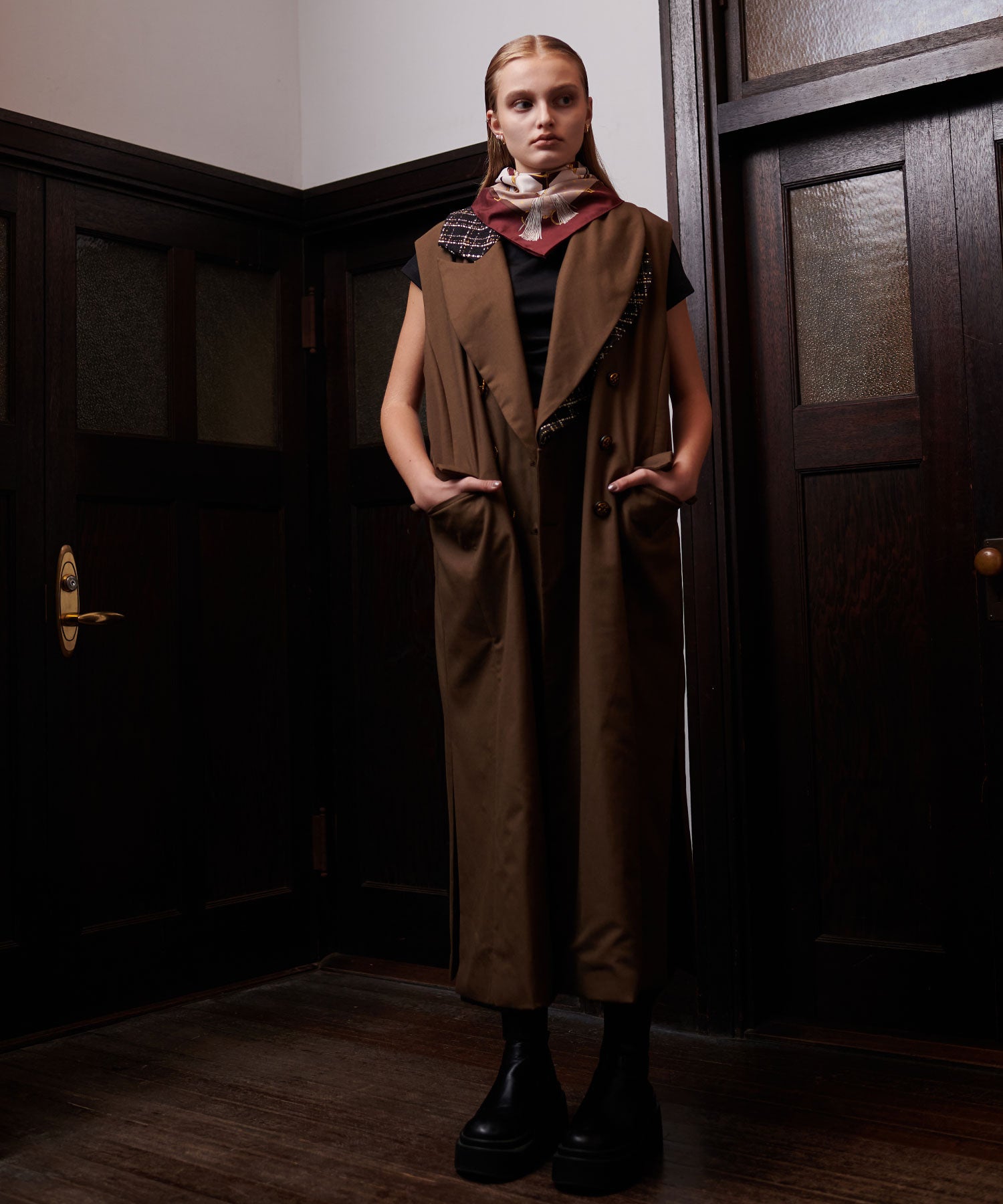 セオドリックディ THEODORIC.dy Tweed Switching Vest （BROWN） BROWN