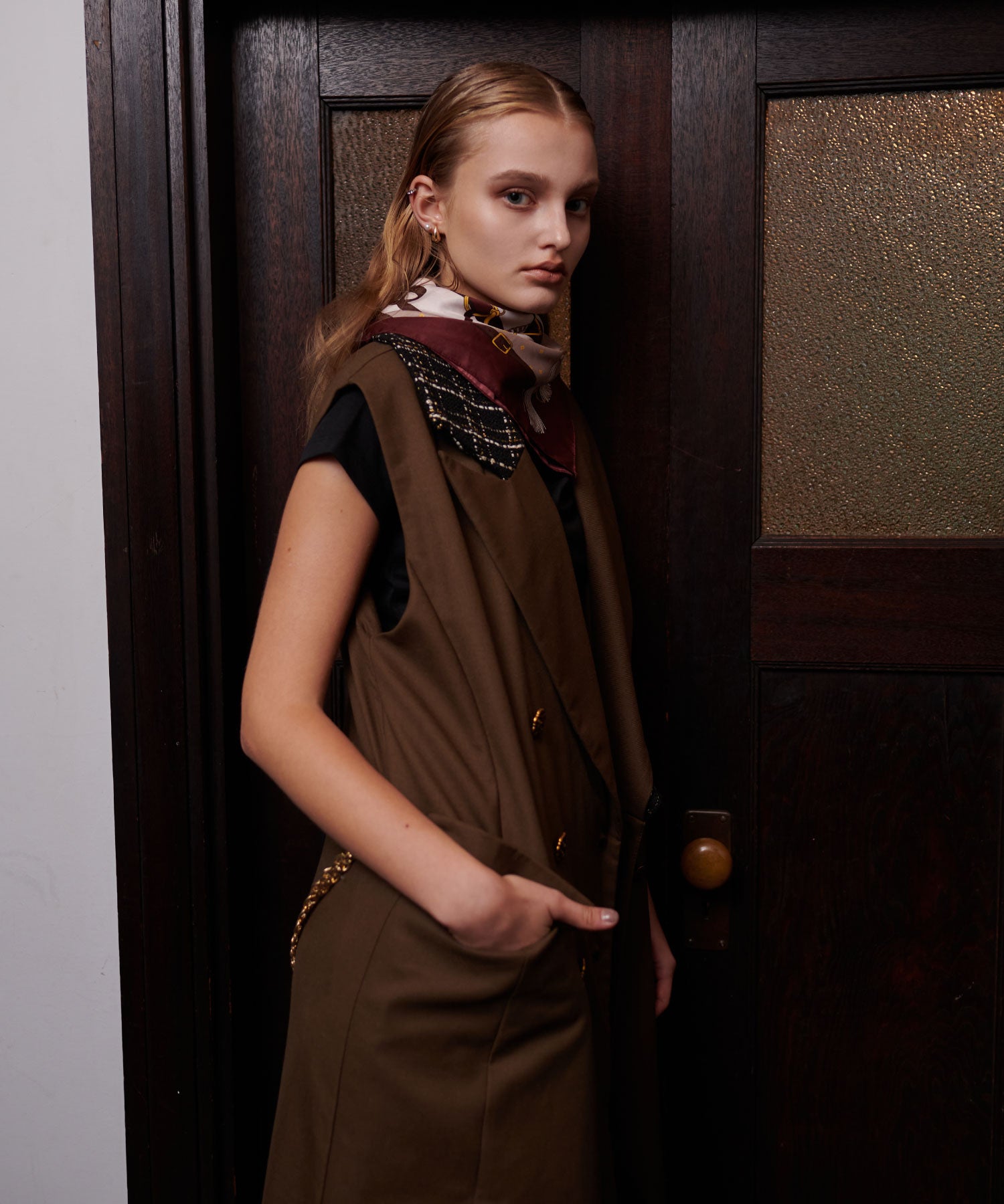 セオドリックディ THEODORIC.dy Tweed Switching Vest （BROWN） BROWN