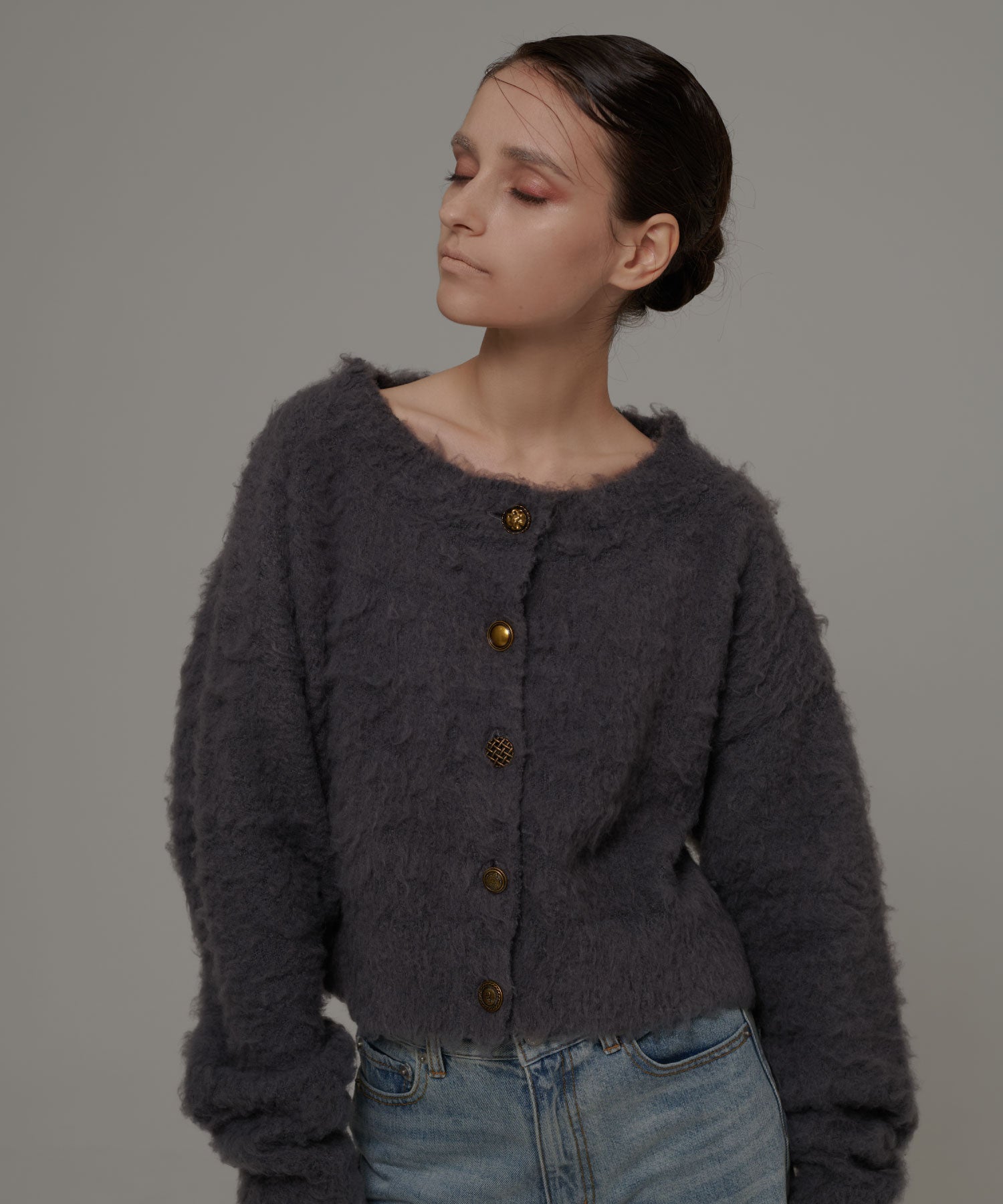 セオドリックディ THEODORIC.dy Shaggy Random Button Cardigan （GRAY） GRAY