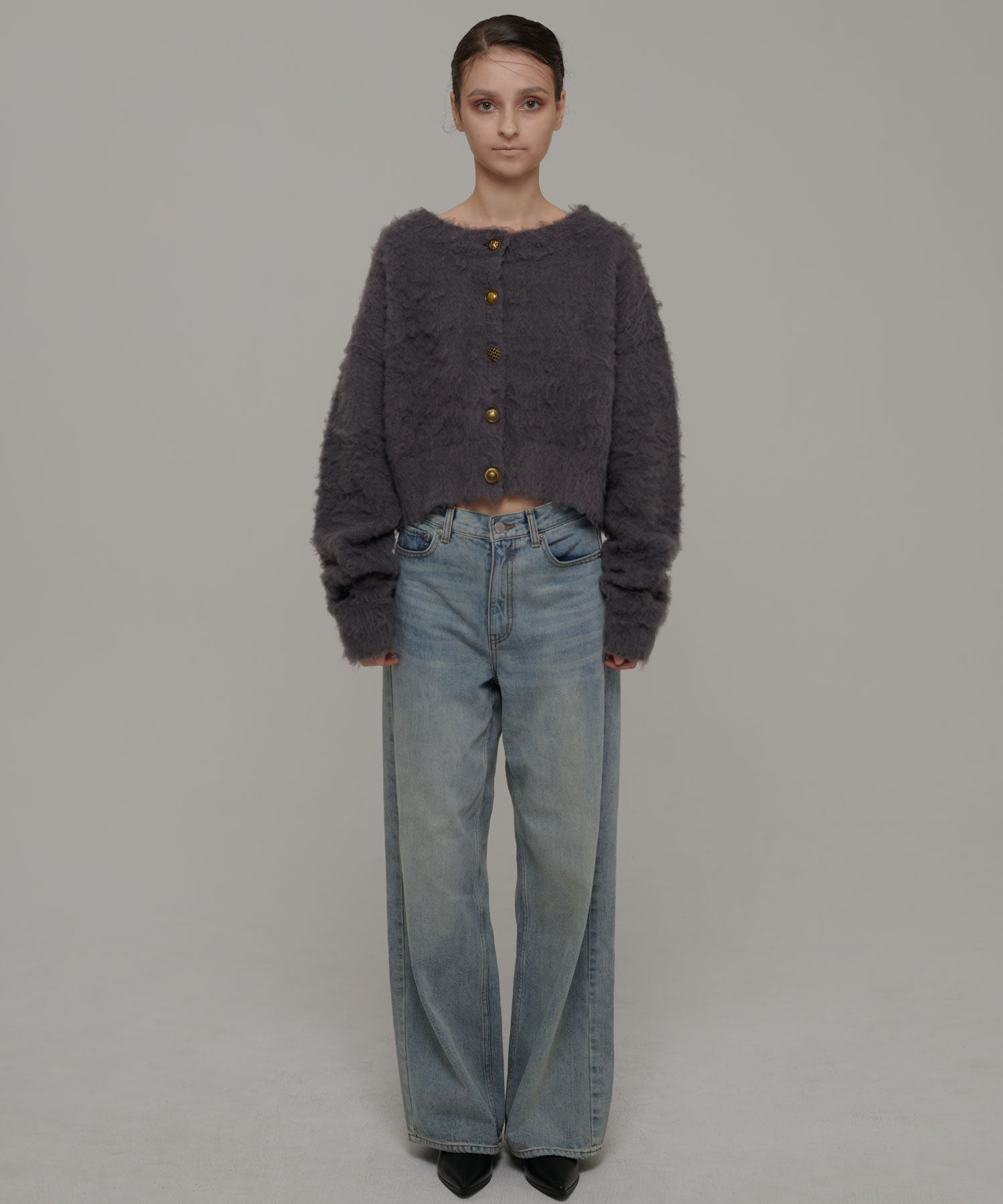 セオドリックディ THEODORIC.dy Shaggy Random Button Cardigan （GRAY） GRAY