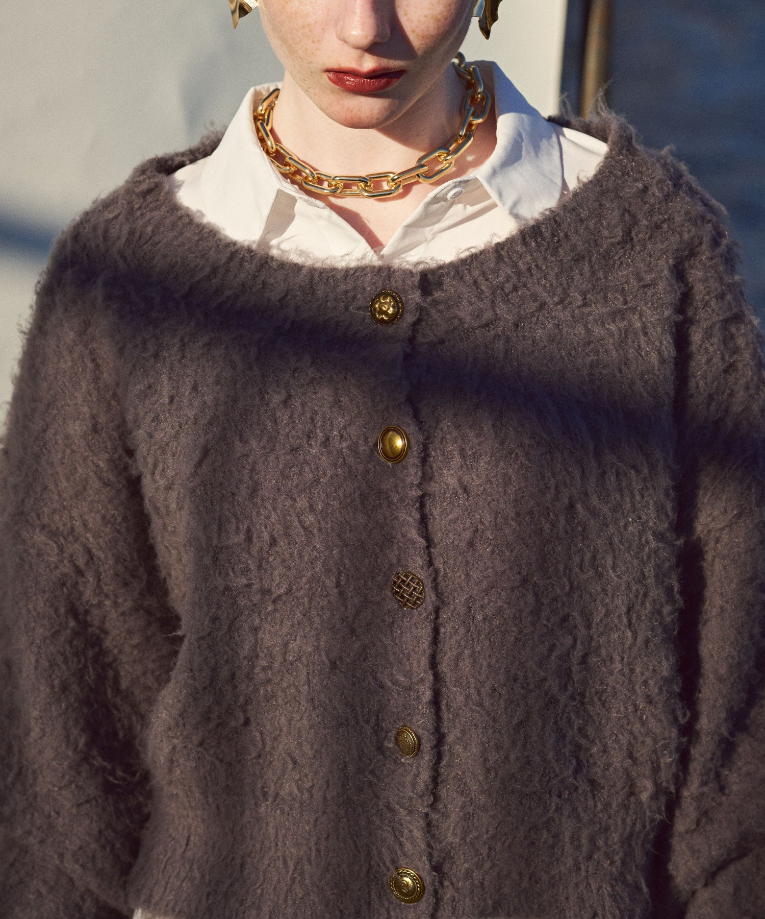 セオドリックディ THEODORIC.dy Shaggy Random Button Cardigan （GRAY） GRAY