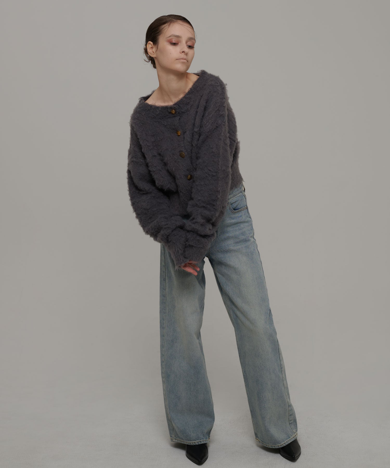 セオドリックディ THEODORIC.dy Shaggy Random Button Cardigan （GRAY） GRAY