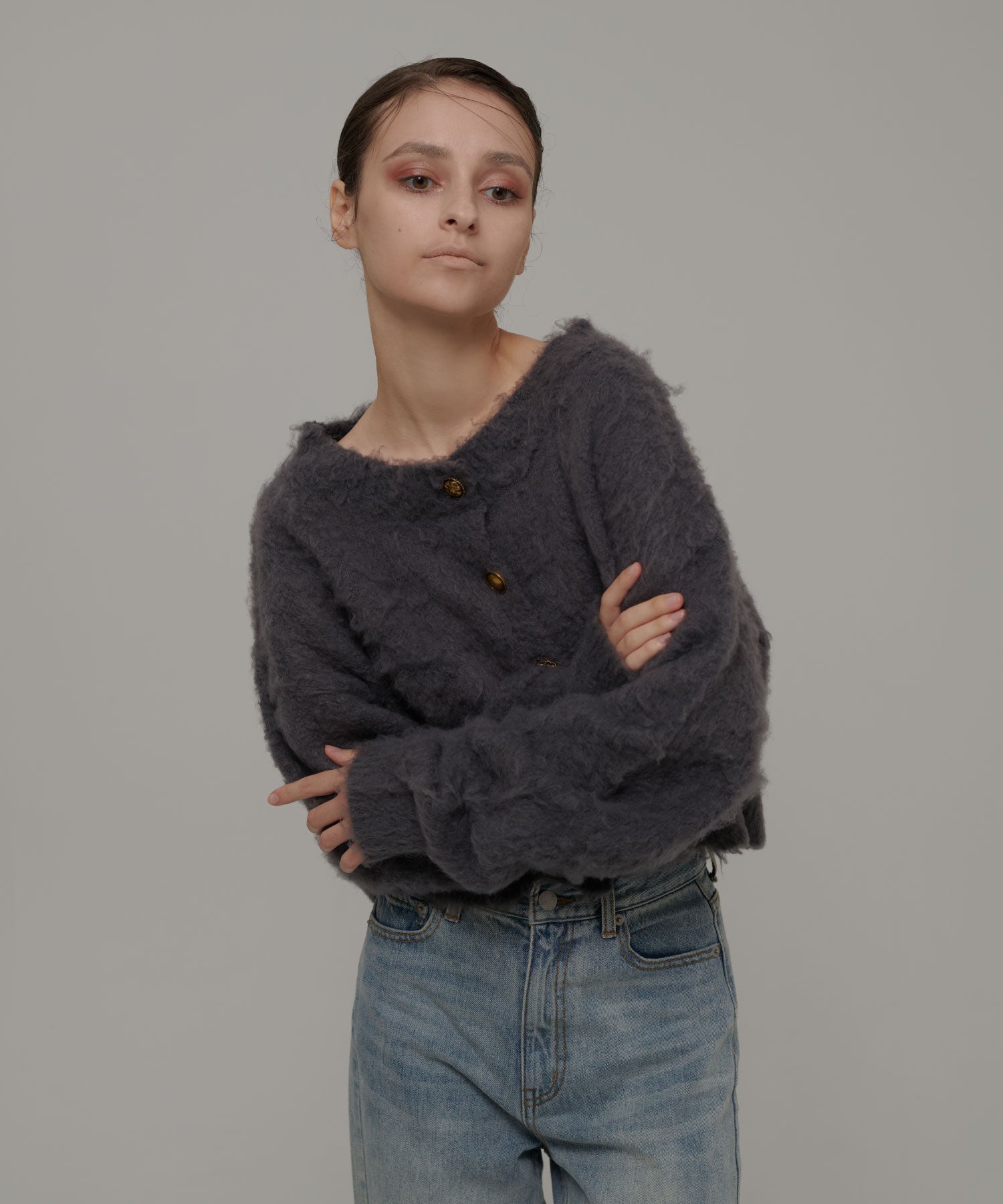 セオドリックディ THEODORIC.dy Shaggy Random Button Cardigan （GRAY） GRAY