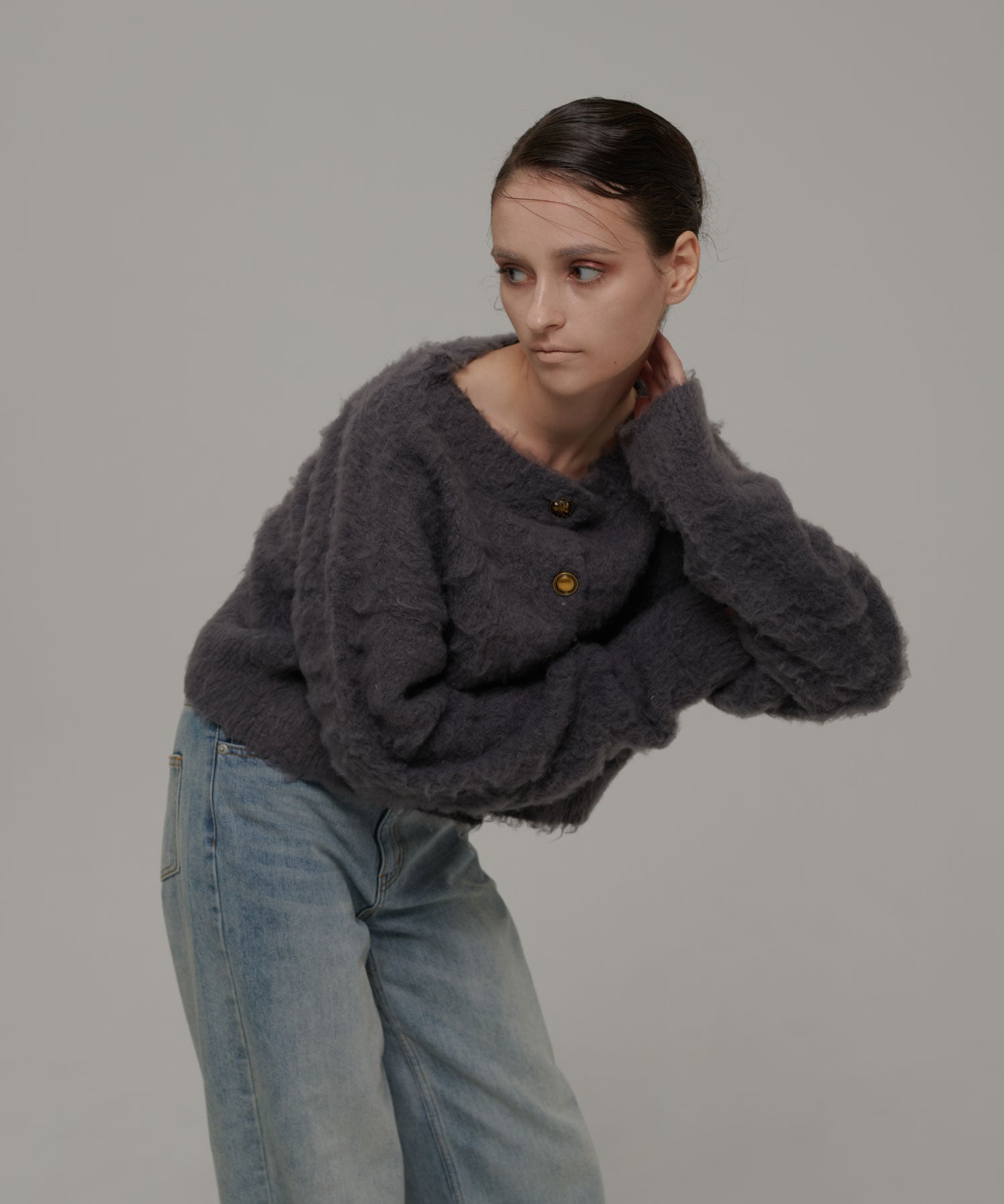 セオドリックディ THEODORIC.dy Shaggy Random Button Cardigan （GRAY） GRAY