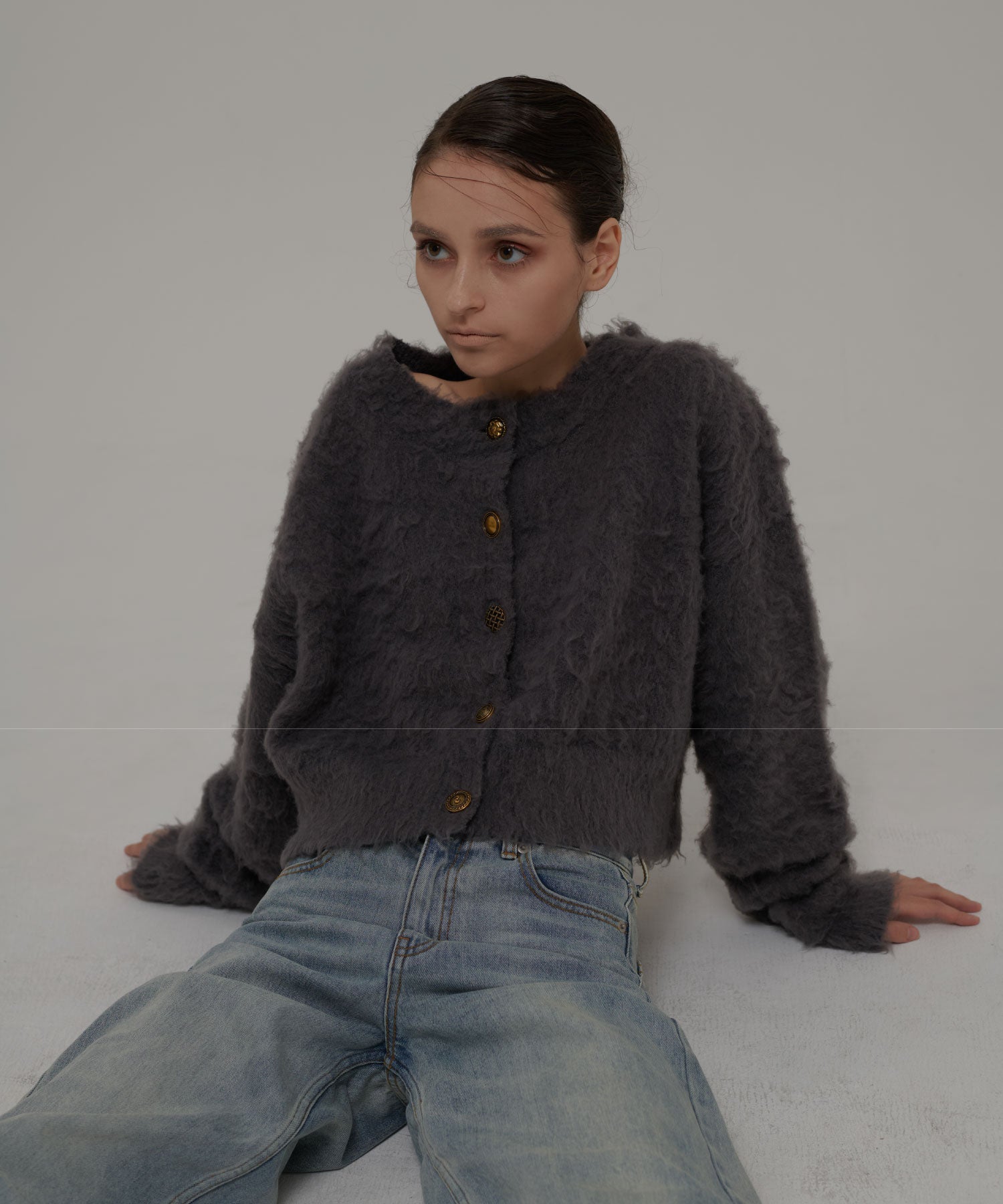 セオドリックディ THEODORIC.dy Shaggy Random Button Cardigan （GRAY） GRAY