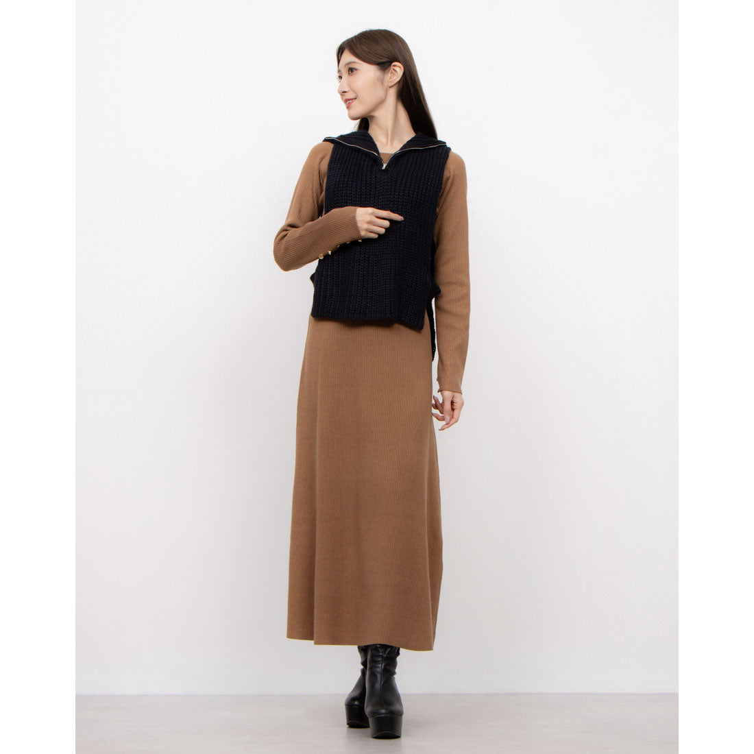 セオドリックディ THEODORIC.dy Best Set Knit One-piece （BROWN×NAVY） BROWN×NAVY