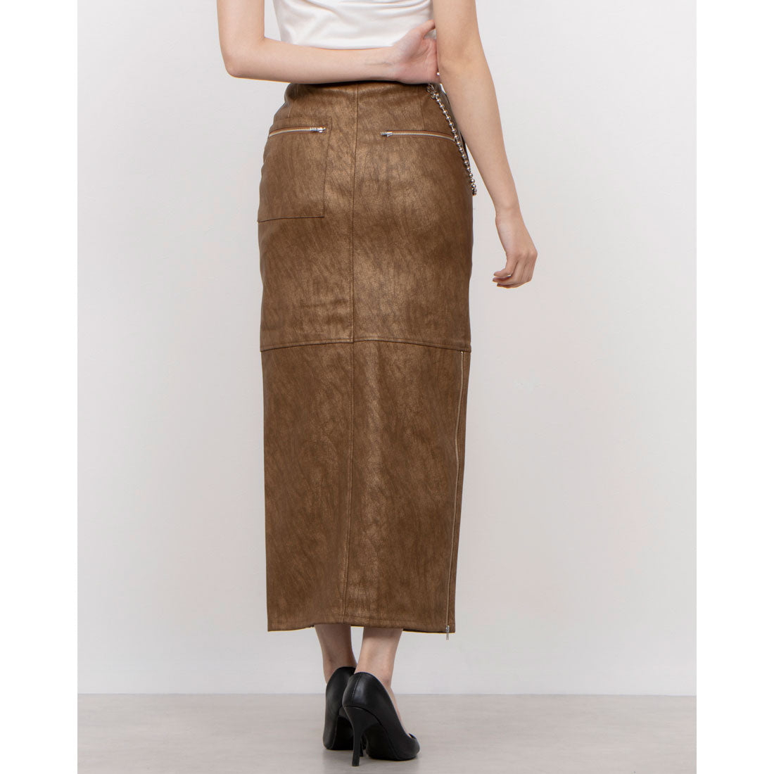 セオドリックディ THEODORIC.dy Zip Long Leather SK （BROWN） BROWN