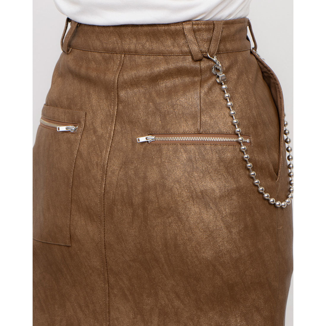 セオドリックディ THEODORIC.dy Zip Long Leather SK （BROWN） BROWN