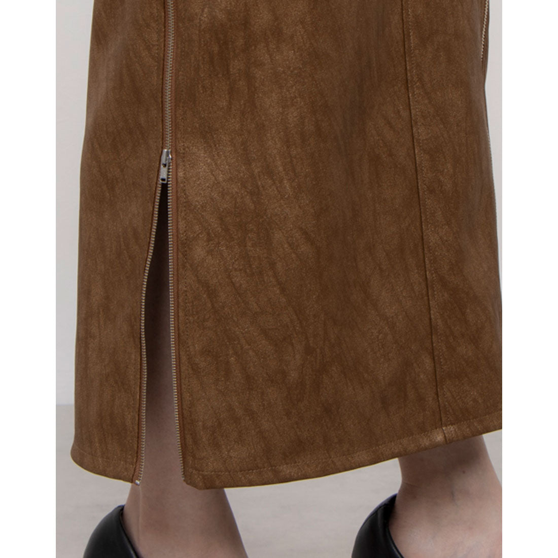 セオドリックディ THEODORIC.dy Zip Long Leather SK （BROWN） BROWN