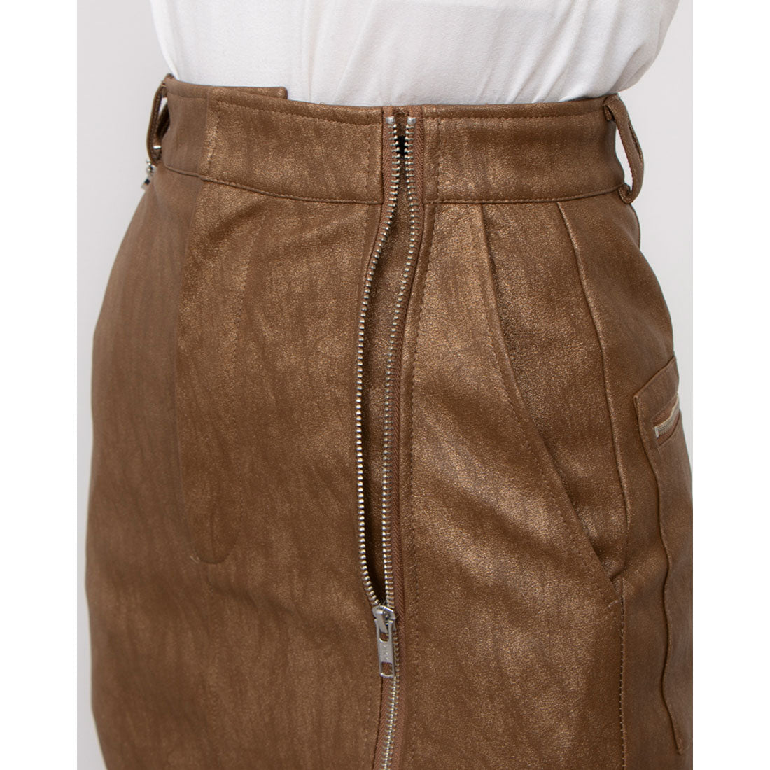 セオドリックディ THEODORIC.dy Zip Long Leather SK （BROWN） BROWN