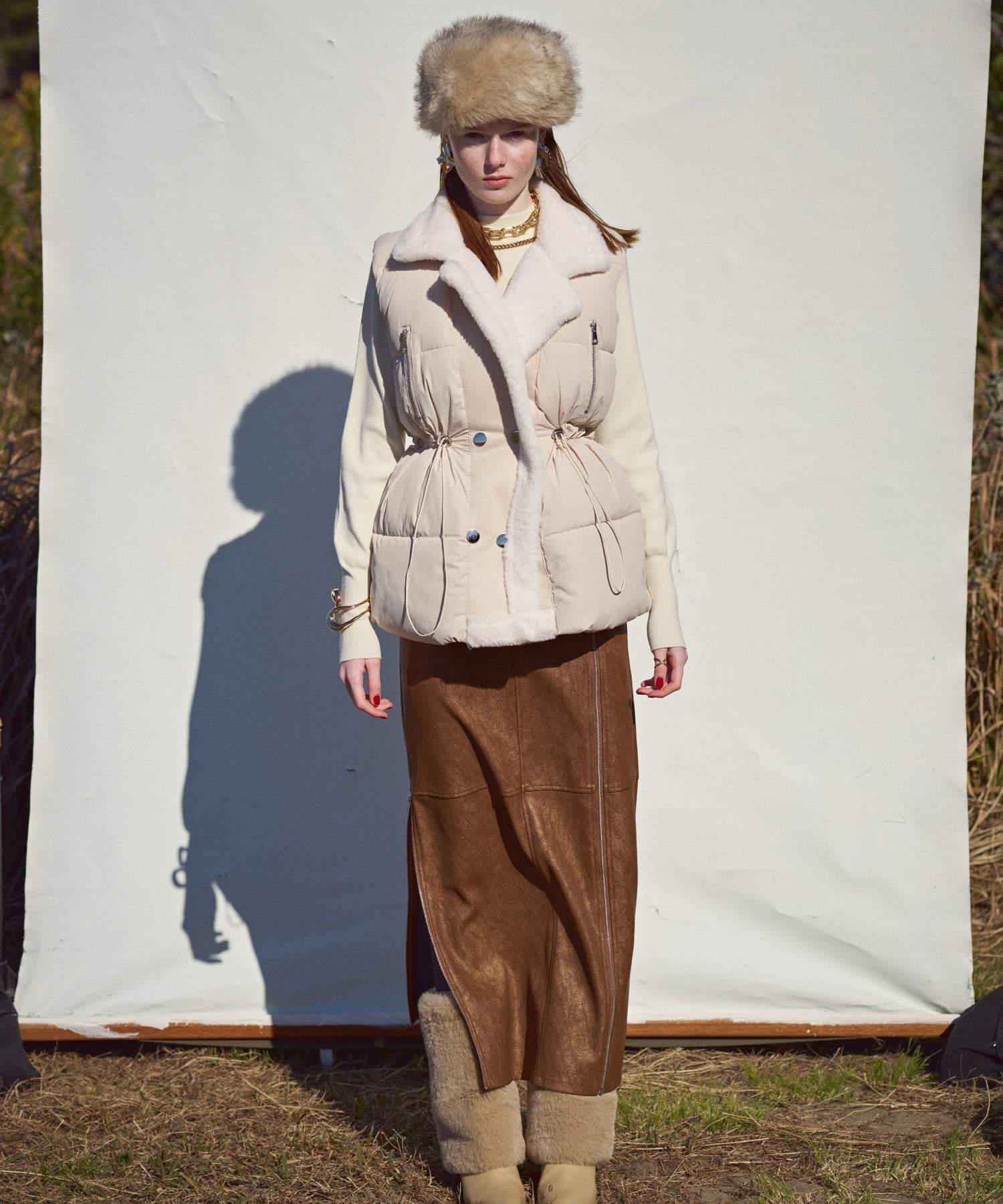 セオドリックディ THEODORIC.dy Zip Long Leather SK （BROWN） BROWN