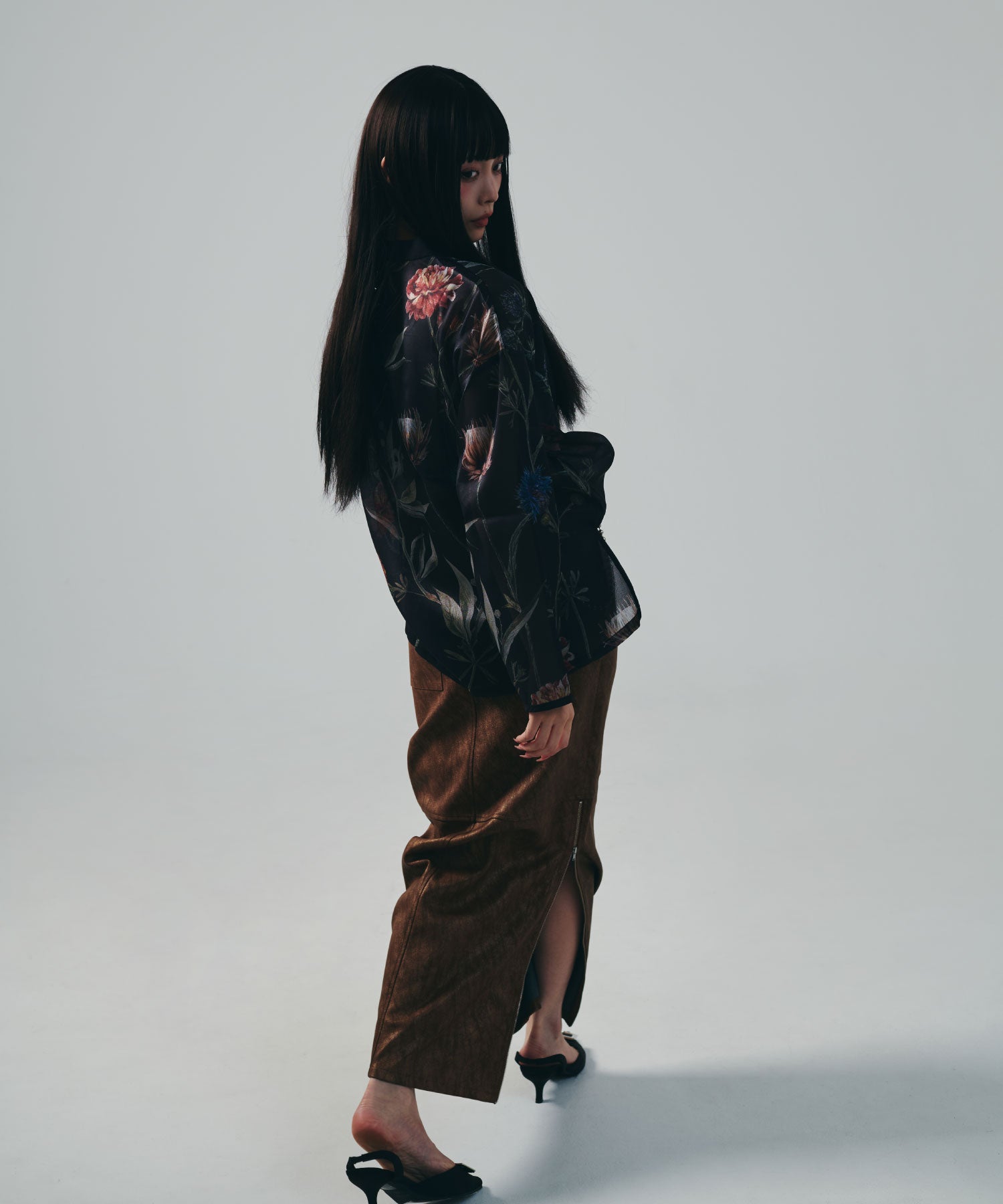 セオドリックディ THEODORIC.dy Zip Long Leather SK （BROWN） BROWN