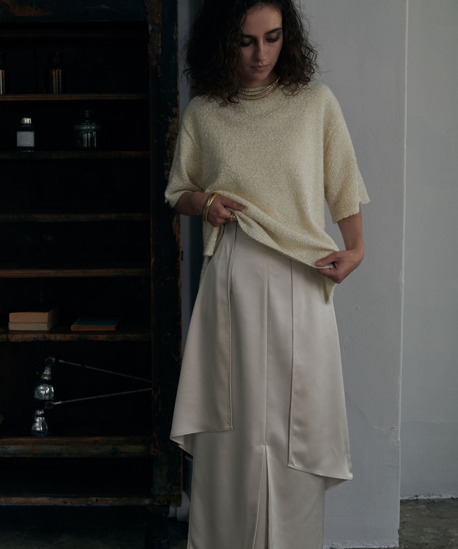 セオドリックディ THEODORIC.dy Lame Yarn Tunic Knit （WHITE） WHITE