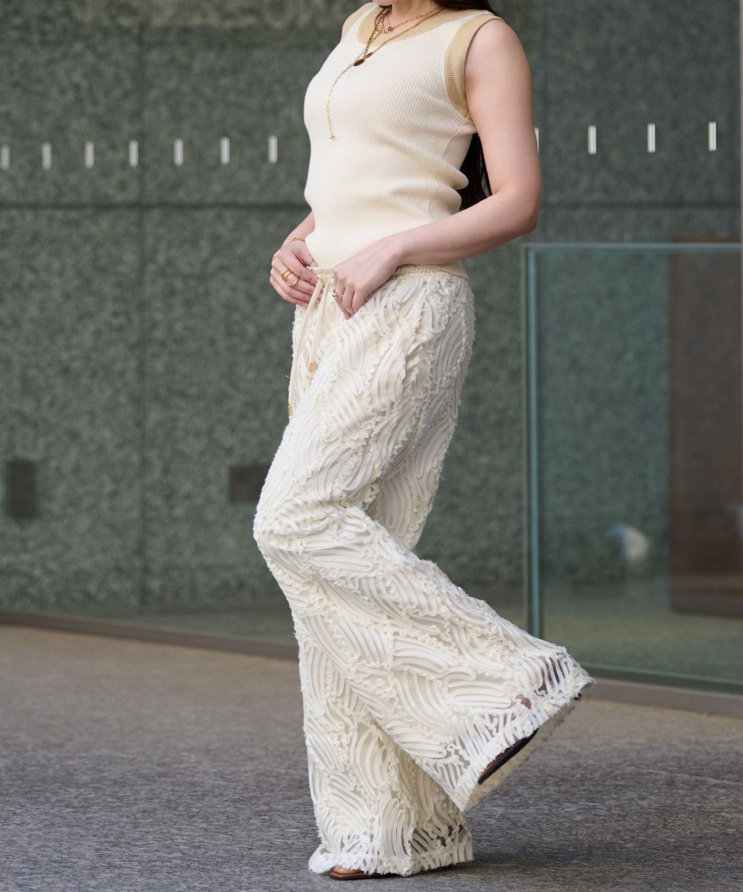 セオドリックディ THEODORIC.dy Arm Bicolor Knit Tank （アイボリー） アイボリー