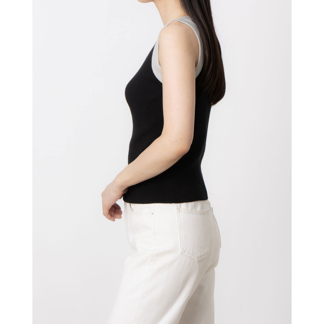 セオドリックディ THEODORIC.dy Arm Bicolor Knit Tank （アイボリー） アイボリー