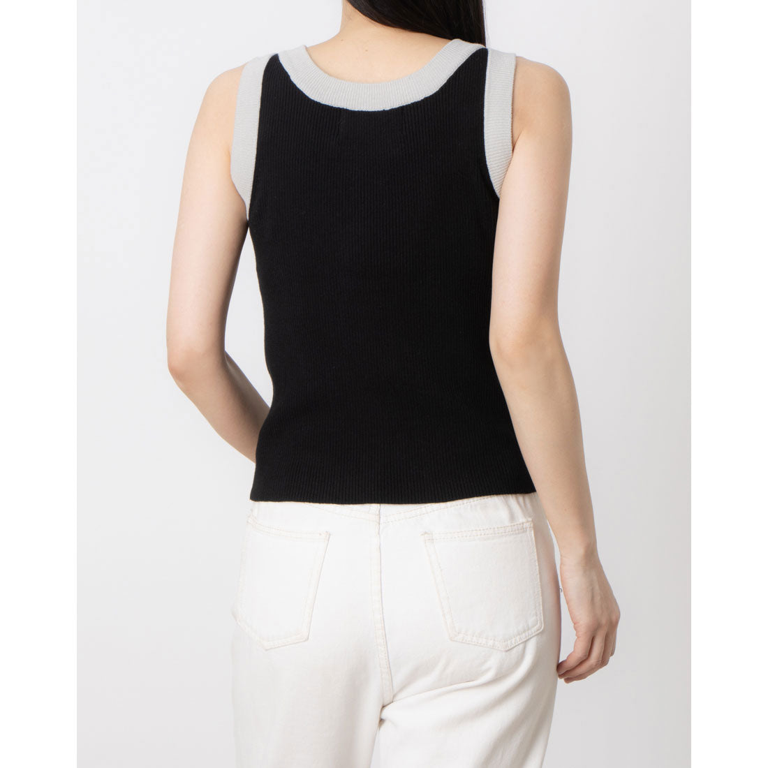 セオドリックディ THEODORIC.dy Arm Bicolor Knit Tank （アイボリー） アイボリー