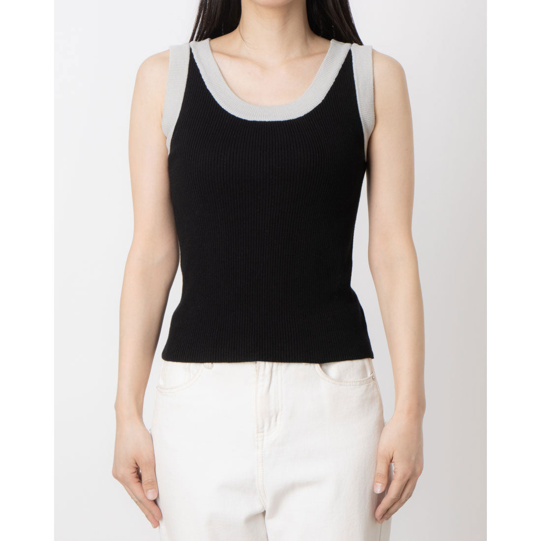 セオドリックディ THEODORIC.dy Arm Bicolor Knit Tank （アイボリー） アイボリー