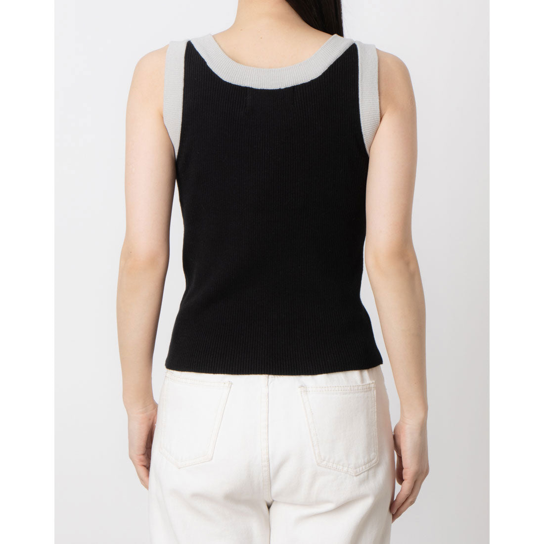 セオドリックディ THEODORIC.dy Arm Bicolor Knit Tank （アイボリー） アイボリー