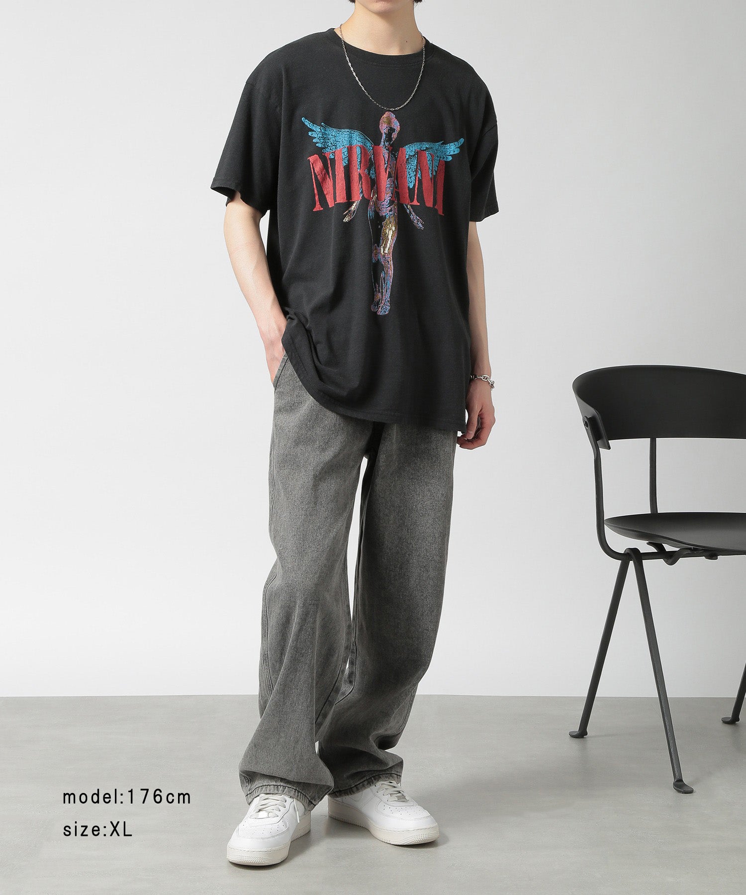 スリフティールック THRIFTY LOOK NIRVANA / RED HOT CHILI PEPPERS / The Beatles / oasis vintage Tee ロックバンドTEE S/S 半袖Tシャツ （ブラック） ブラック