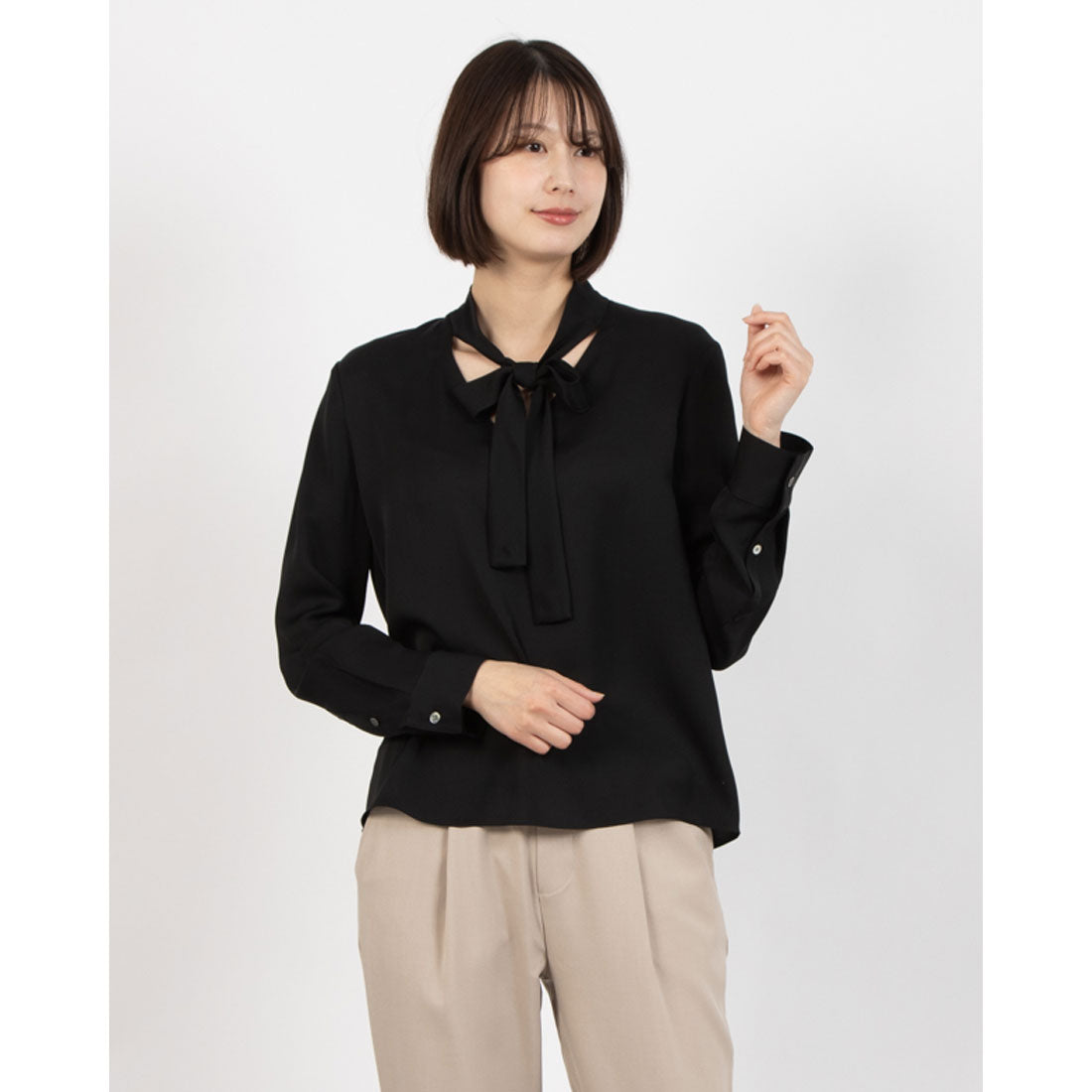 25SS Theory Open Nk Tie Blouse ボウタイブラウス Theory MODERN GGT OPEN NK TIE BL