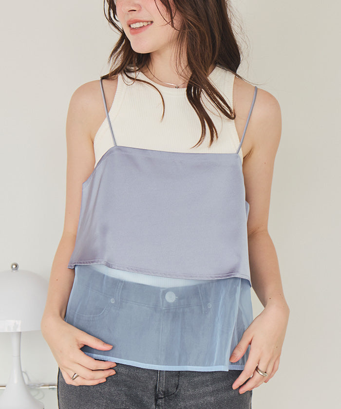 ティティベイト titivate マットサテンオーガンジーキャミソール （アイボリー） アイボリー