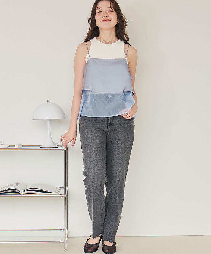 ティティベイト titivate マットサテンオーガンジーキャミソール （アイボリー） アイボリー