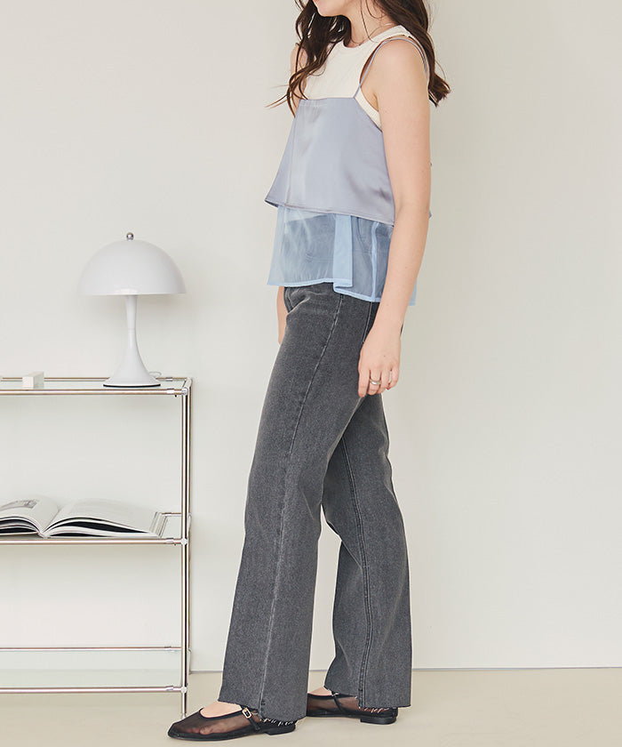 ティティベイト titivate マットサテンオーガンジーキャミソール （アイボリー） アイボリー