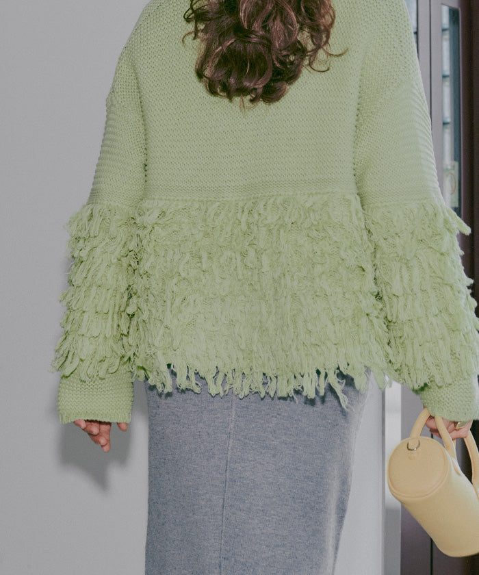 ティティベイト titivate フリンジニットカーディガン （アイボリー） アイボリー