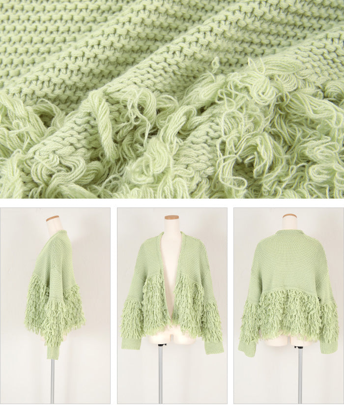 ティティベイト titivate フリンジニットカーディガン （アイボリー） アイボリー