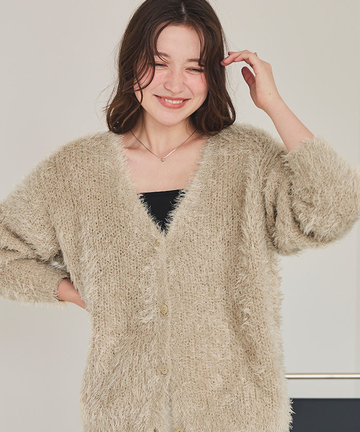 ティティベイト titivate エアリーシャギーニットカーディガン （ベージュ） ベージュ