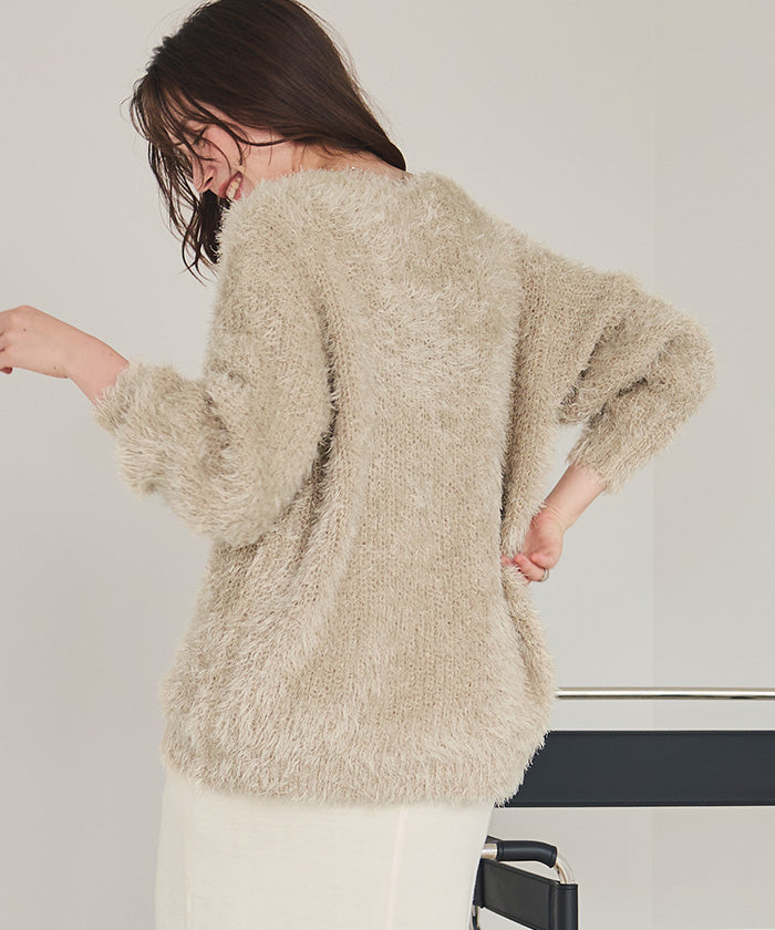 ティティベイト titivate エアリーシャギーニットカーディガン （ベージュ） ベージュ