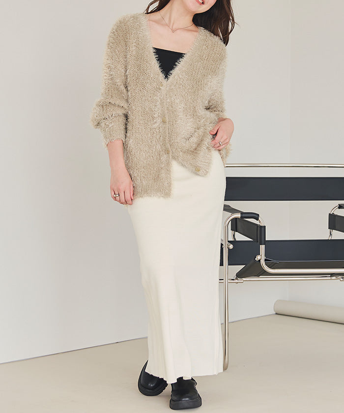 ティティベイト titivate エアリーシャギーニットカーディガン （ベージュ） ベージュ