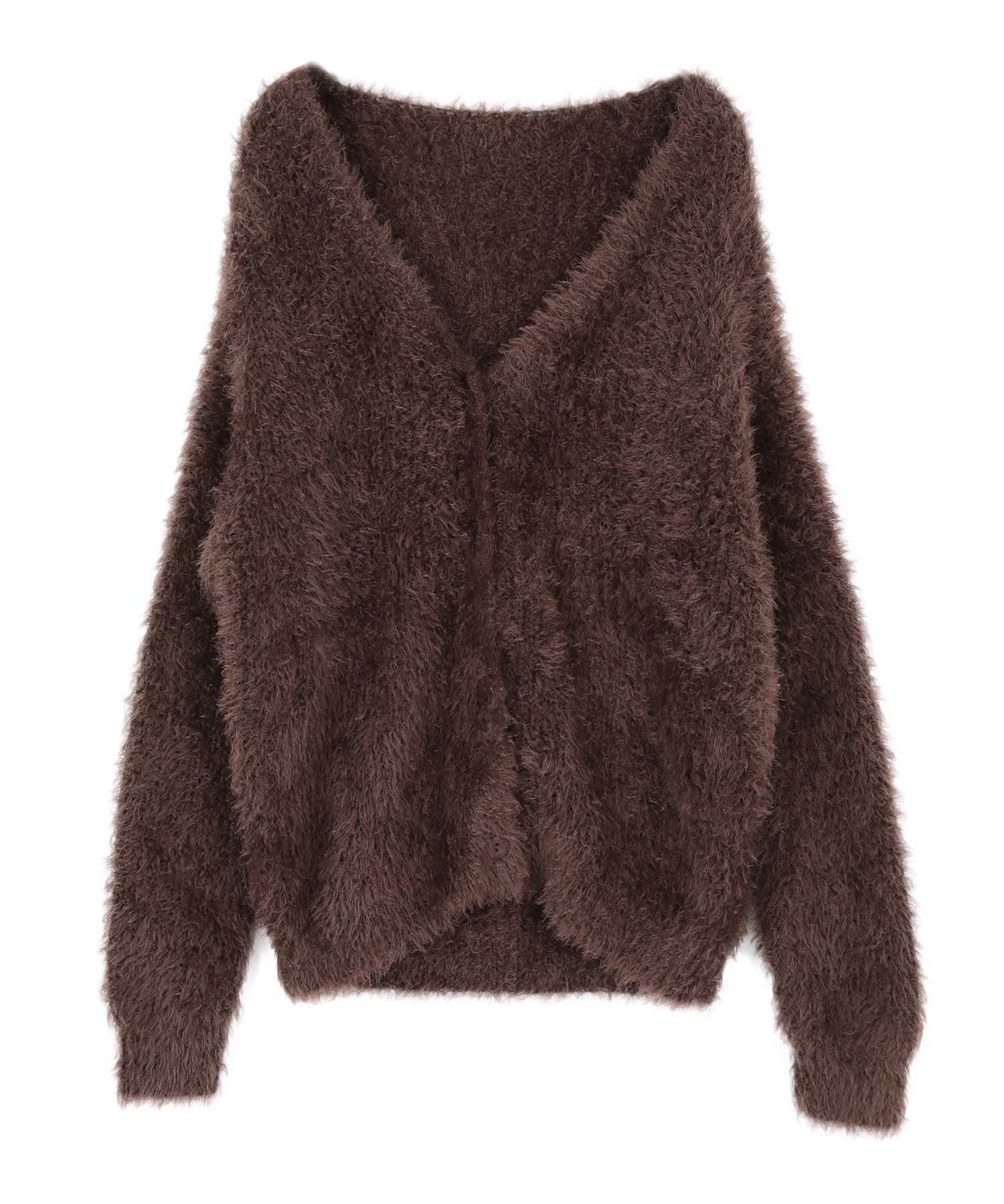 ティティベイト titivate エアリーシャギーニットカーディガン （ブラウン） ブラウン