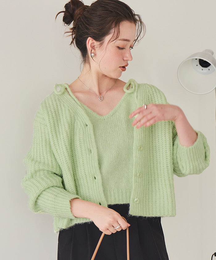 ティティベイト titivate Vネックショートニットカーディガン （ブラウン） ブラウン