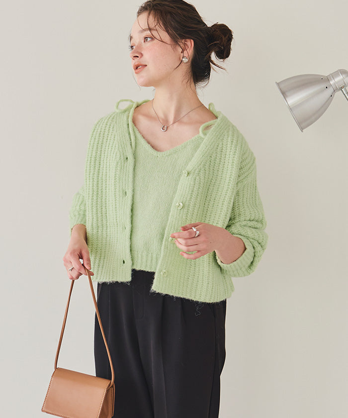 ティティベイト titivate Vネックショートニットカーディガン （ブラウン） ブラウン